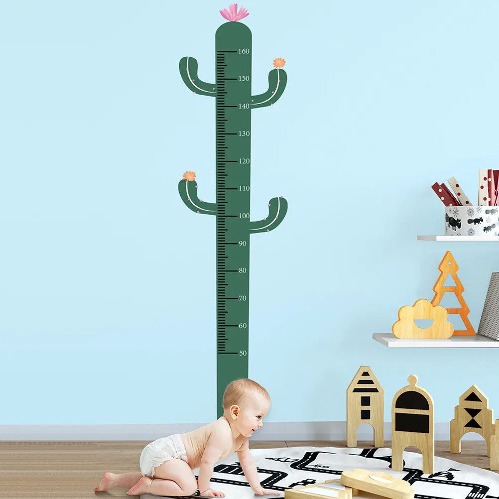 cartoon-cactus-kids-height-chart-wall-sticker-self-adhesive-growth-measurement-chart-fun-room-decor-height-growth-stickers