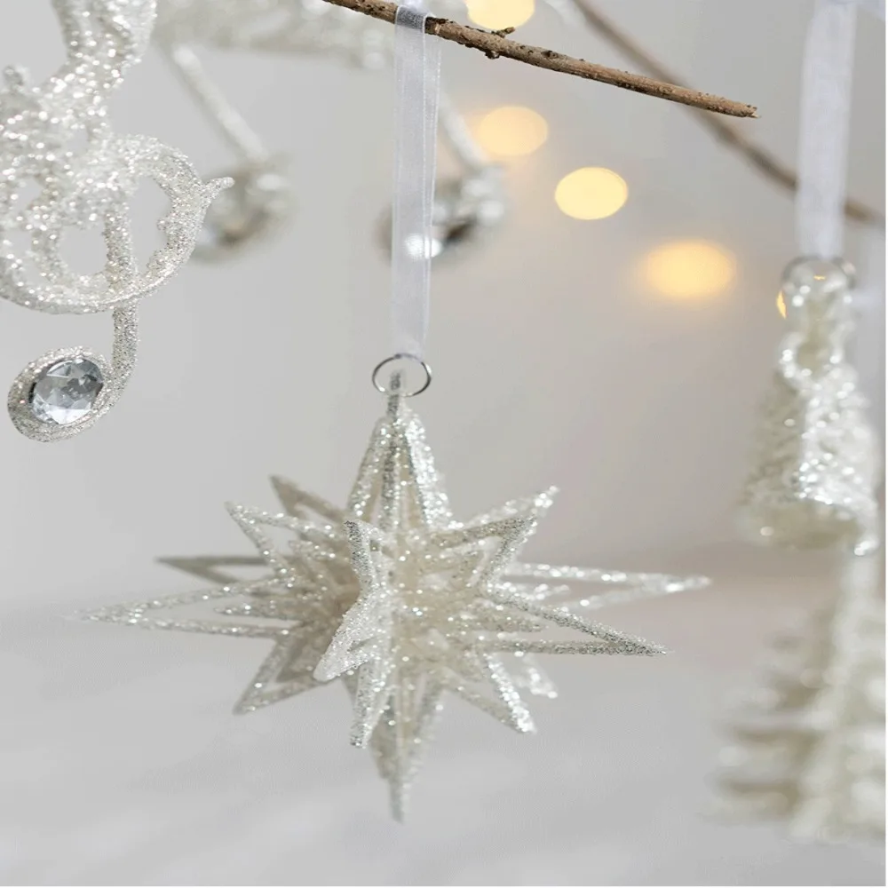 DIY Glitter Angel Fairy Pendant Plastic White Xmas Tree Hanging Ornaments Christmas Decorations