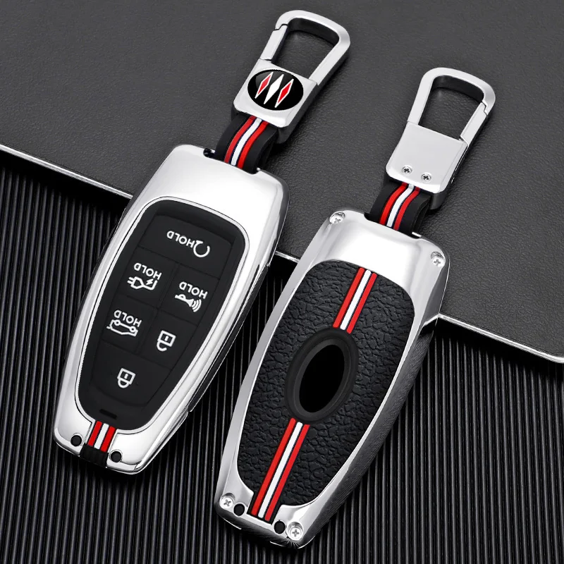 Zinc Alloy +Silicone Car Key Case Cover For Hyundai Sonata Sel Ev 6 Ev 8 IONIQ 5 Nexo DN8 Fe Tucson Sonata Staria NX4 Ioniq