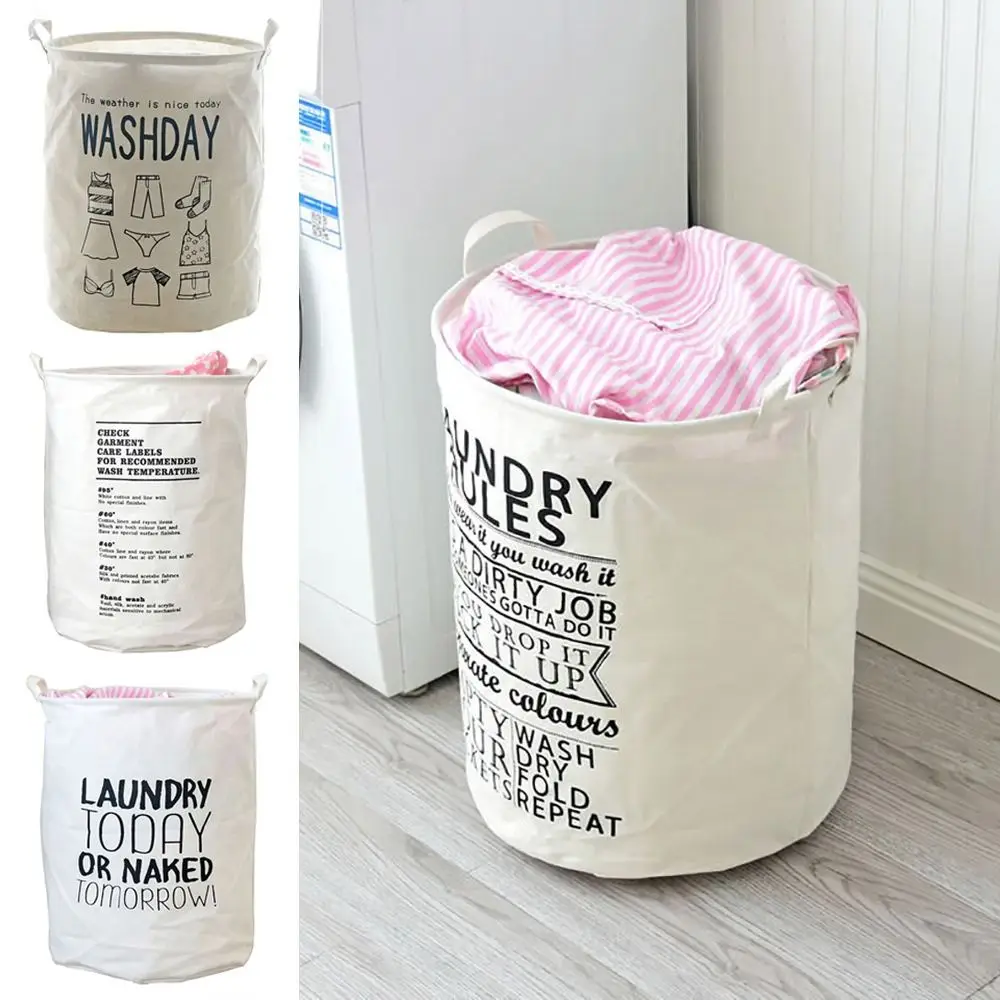 1Pcs Foldable Laundry Basket Cotton Linen Waterproof Large Capacity Storage Hamper Dirty Clothes Home Organizer Toy Storage Bin