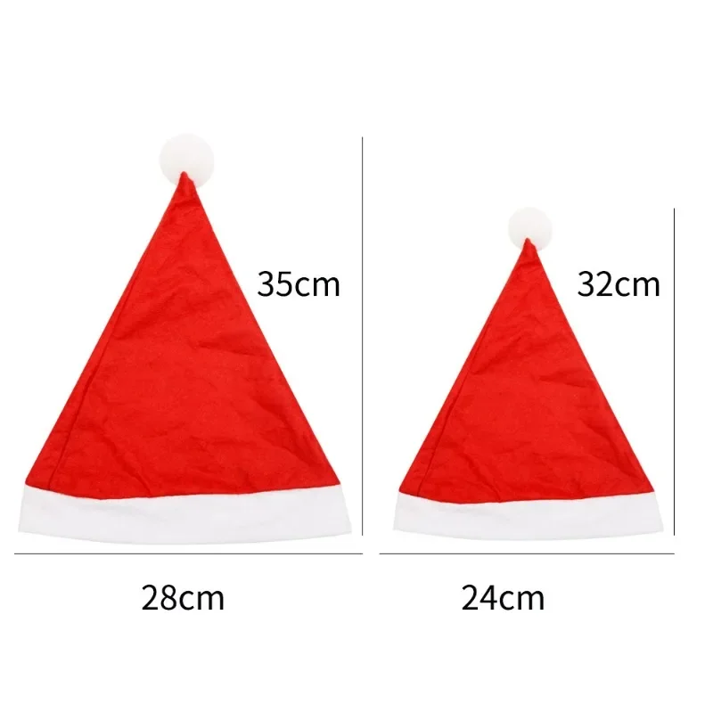 50/1Pcs Christmas Hats Adults Kids Non-woven Red Santa Claus Hat Merry Christmas Home New Year Gifts Festive Party Supplies