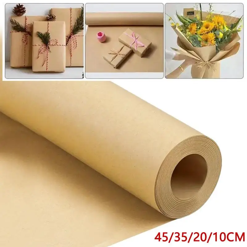 10m braunes Kraft papier Geschenk blumen Kunst handwerk Verpackung Kunst handwerk 100% recyceltes Material abbaubare Puffer verpackung Kraft papier