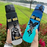650ML Batman  Anime Characters Water Cup Portable Children's  Outdoor Sports  Large Capacity Plastic Antidrip Water Bottle
