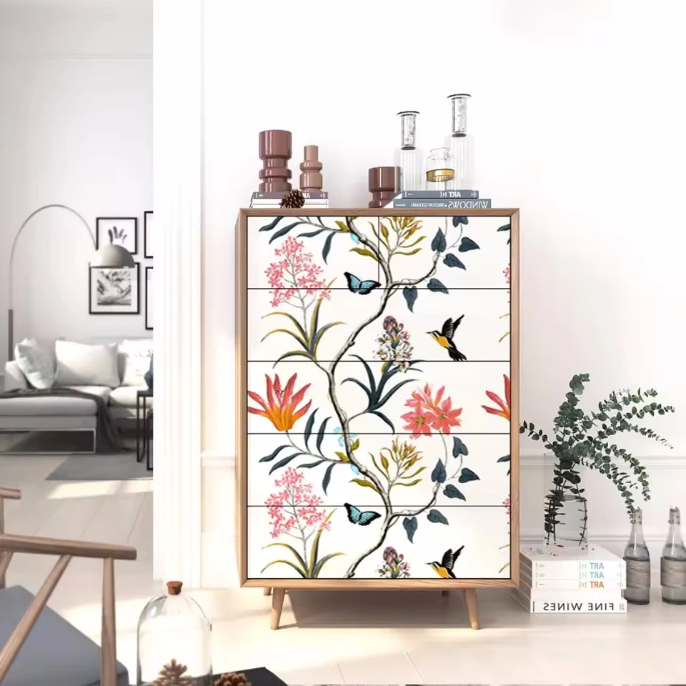 1 قطعة الحديثة ذاتية اللصق الزهور الطيور خلفية الوردي زهرة تصميم لغرفة المعيشة غرفة نوم المطبخ الحمام ديكور المنزل #4