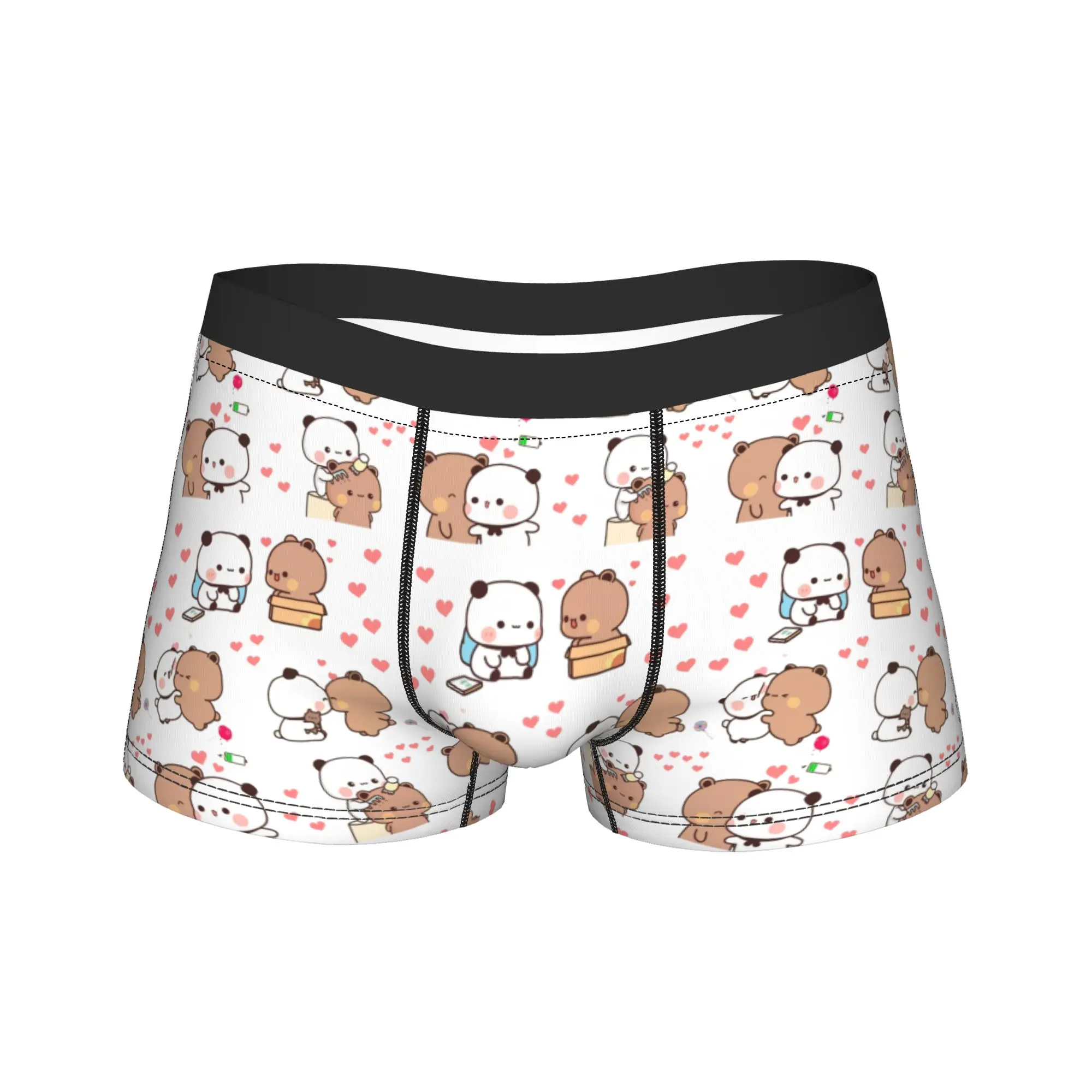 

Мужское нижнее белье Bubu Dudu Love Story, милые трусы-боксеры с изображением панды и медведя, шорты, мужские трусы со средней талией, S-XXL