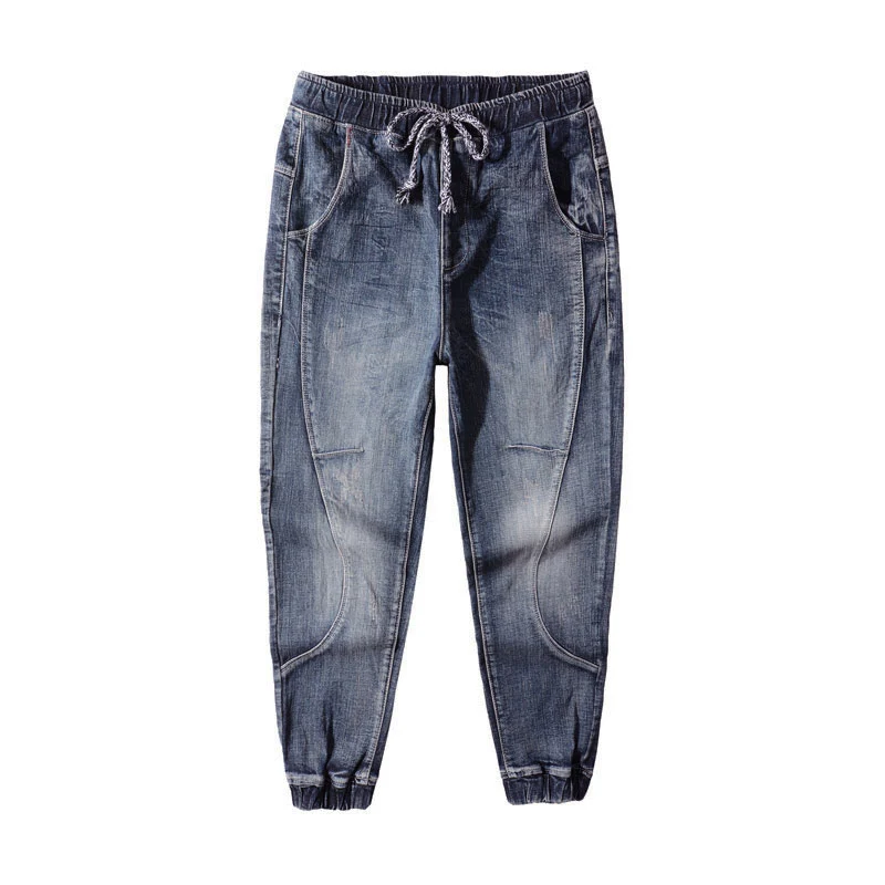 Street Fashion Men Jeans Retro Washed Blue Stretch Ripped Joggers Jeans Men Hip Hop Vintage Designer Denim Cargo Pants Hombre