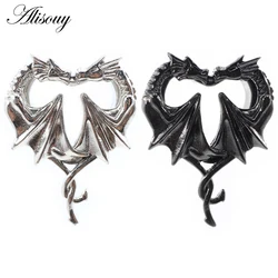 Alisouy 1PC Stainless Steel Heart Alloy Pterosaur Ear Tunnels Plugs Expander Stretcher Gauges Earrings Piercing Body Jewelry