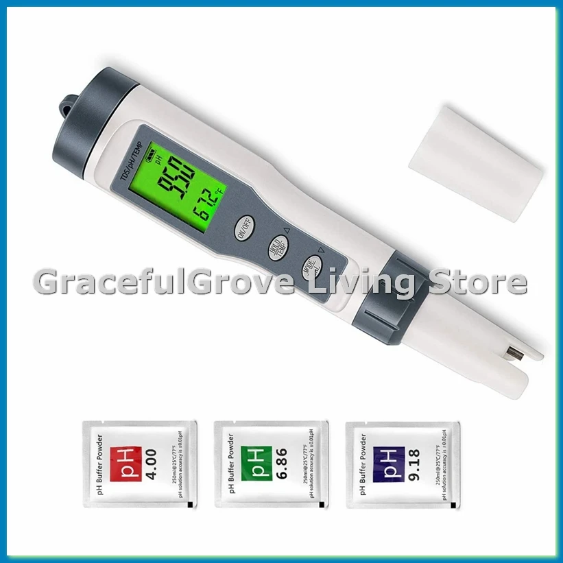 

3 in 1 Digital PH Meter for Water, TDS/PH/Temp Meter, Water Tester for Drinking Water, Swimming Pool, Hydroponics-A33R