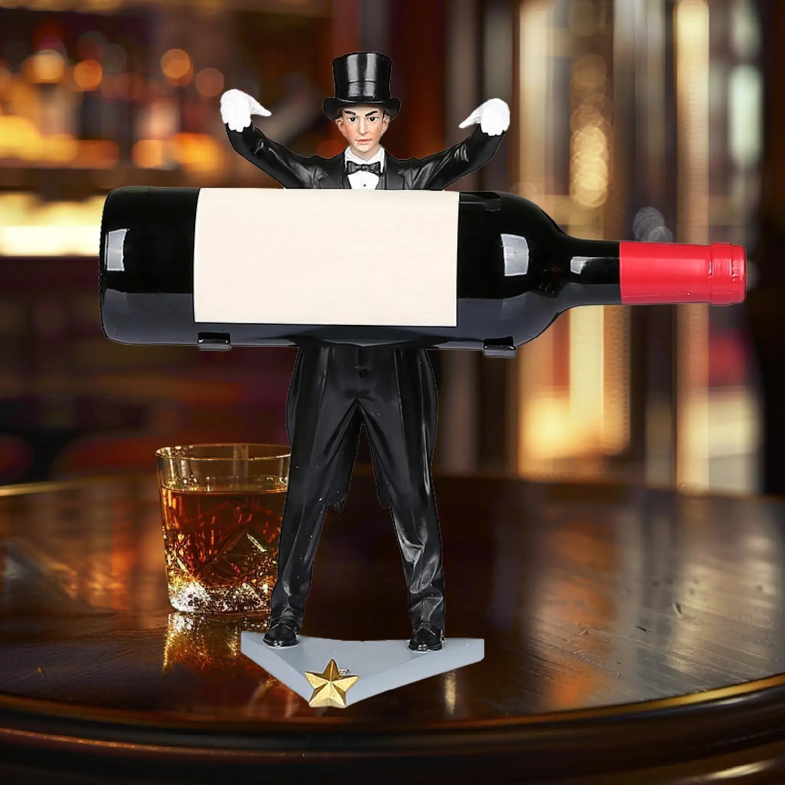 

Magician Wine Rack Craft Wine Bottle Storage Shelf Decorative Red Wine Display Holder Freestanding for Restaurant Kitchen Home