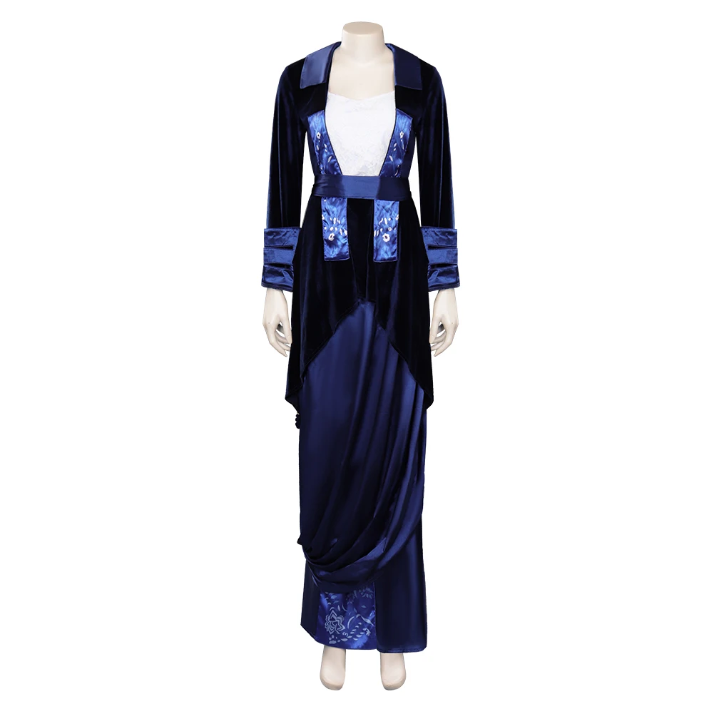 

Movie Titanic Rose DeWitt Bukater Cosplay Costume Woman Blue Dress Halloween Carnival Outfits