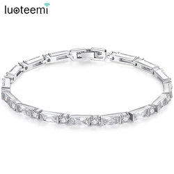 LUOTEEMI Bamboo Joint Cubic Zircon Tennis Bracelet for Women Wedding Bridal Engagement Jewelry Girl Party Fashion Christmas Gift