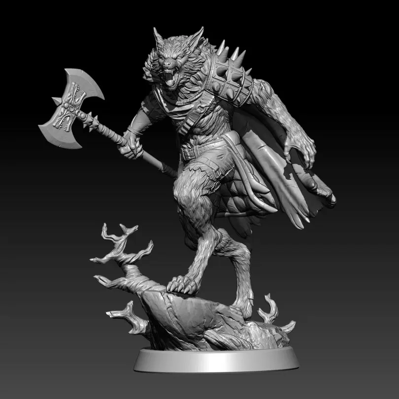 1/32 56mm1/24 75mm 1/18 100mm Resin Model The Werewolf Warrior Sculpture Figure Unpainted  No Color DW-106