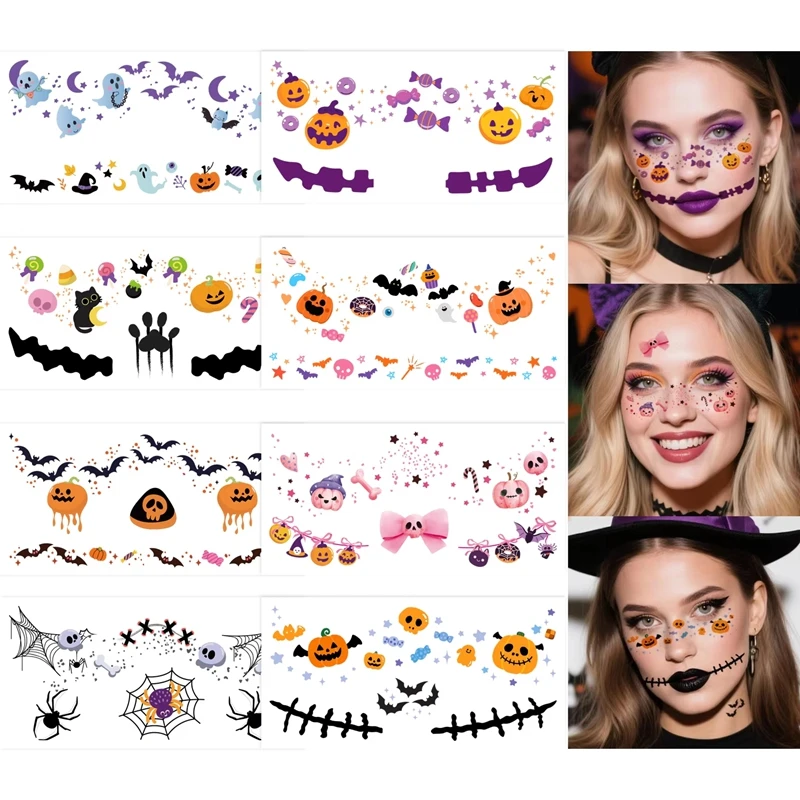 

Halloween Sticker Children Pumpkin Tattoo Blush Face Stickers Waterproof Easy to Remove Temporary Tattoos Halloween Decorative