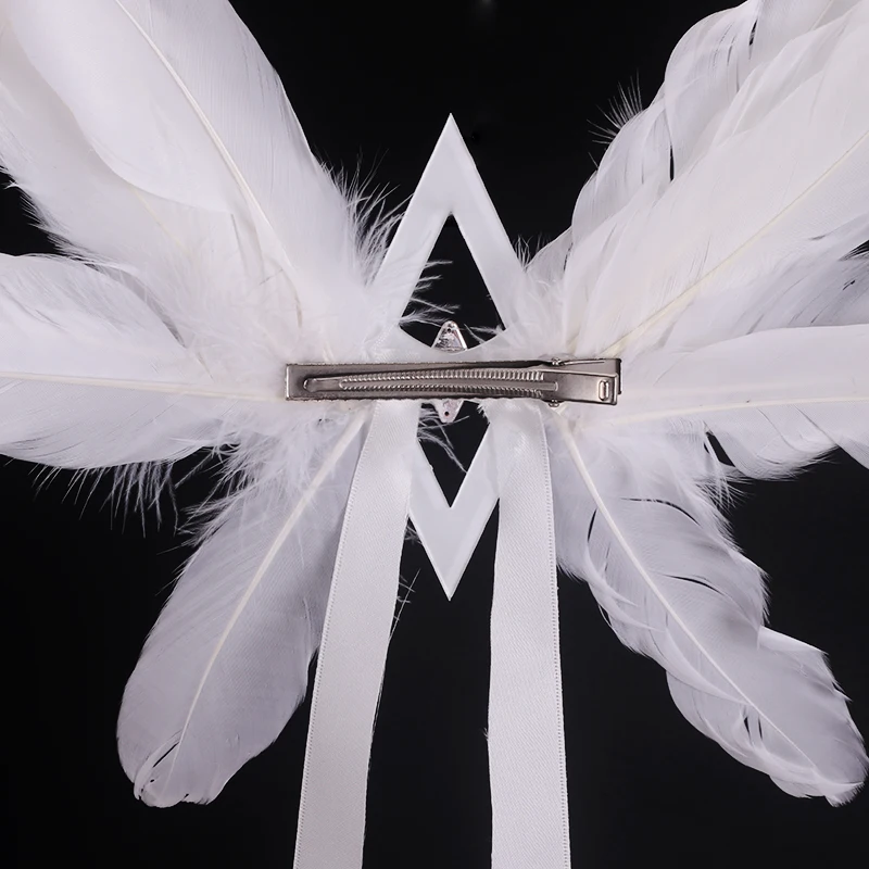 Game Genshin Impact Damselette Columbina Cosplay Pruik Veer Hoofddeksels Vrouwen Halloween Party Carnaval Props Zwart-rood Haar Lang