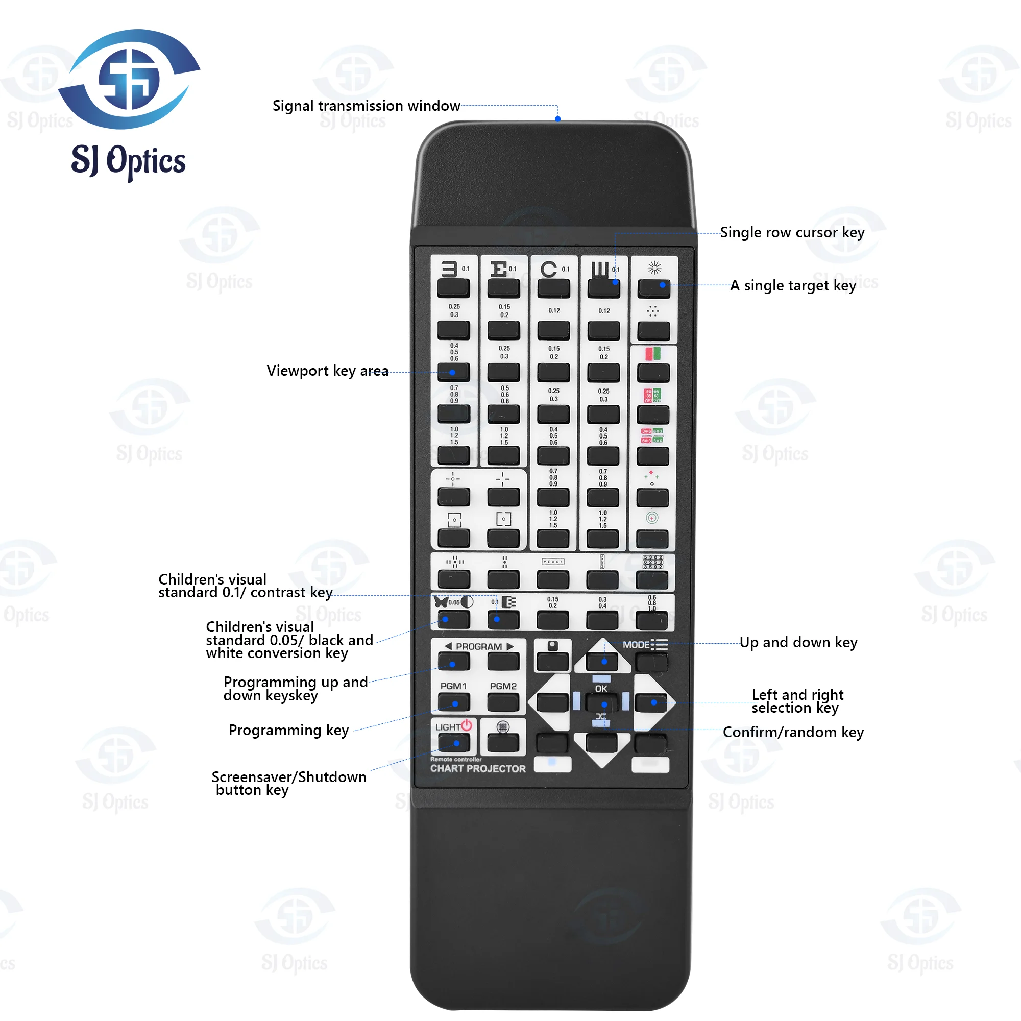 SJ Optics Optical Instrumentst ACP-300 مخطط حدة البصرية جهاز اختبار الرؤية الرقمية مع جهاز التحكم عن بعد