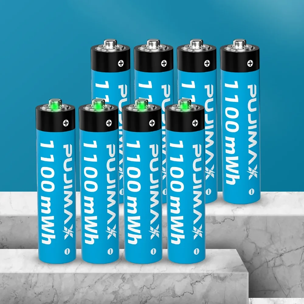 PUJIMAX 1.5V AA 4255mWh Li-ion Battery AAA 1100mWh Rechargeable Batteries for Remote Mouse Toys Clock Radio Video Computer