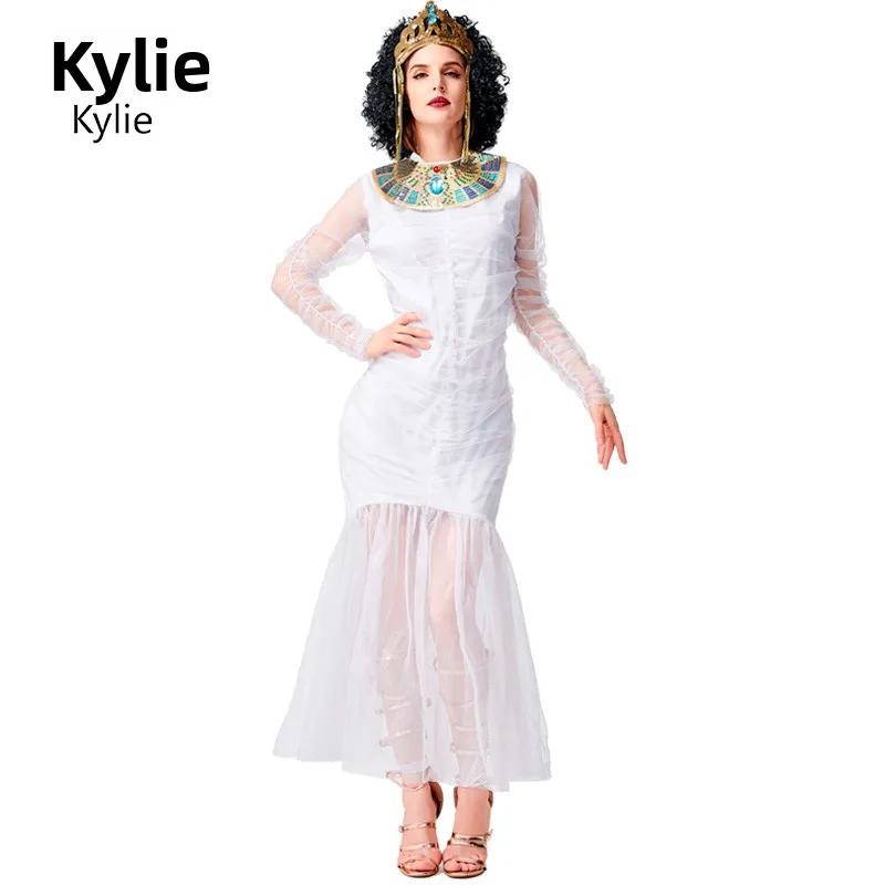 Halloween-kostuum voor volwassenen Oude Romeinse prins Lange staart Fi-staartrok Godd Mummierok Polyestervezel Toneelkostuum