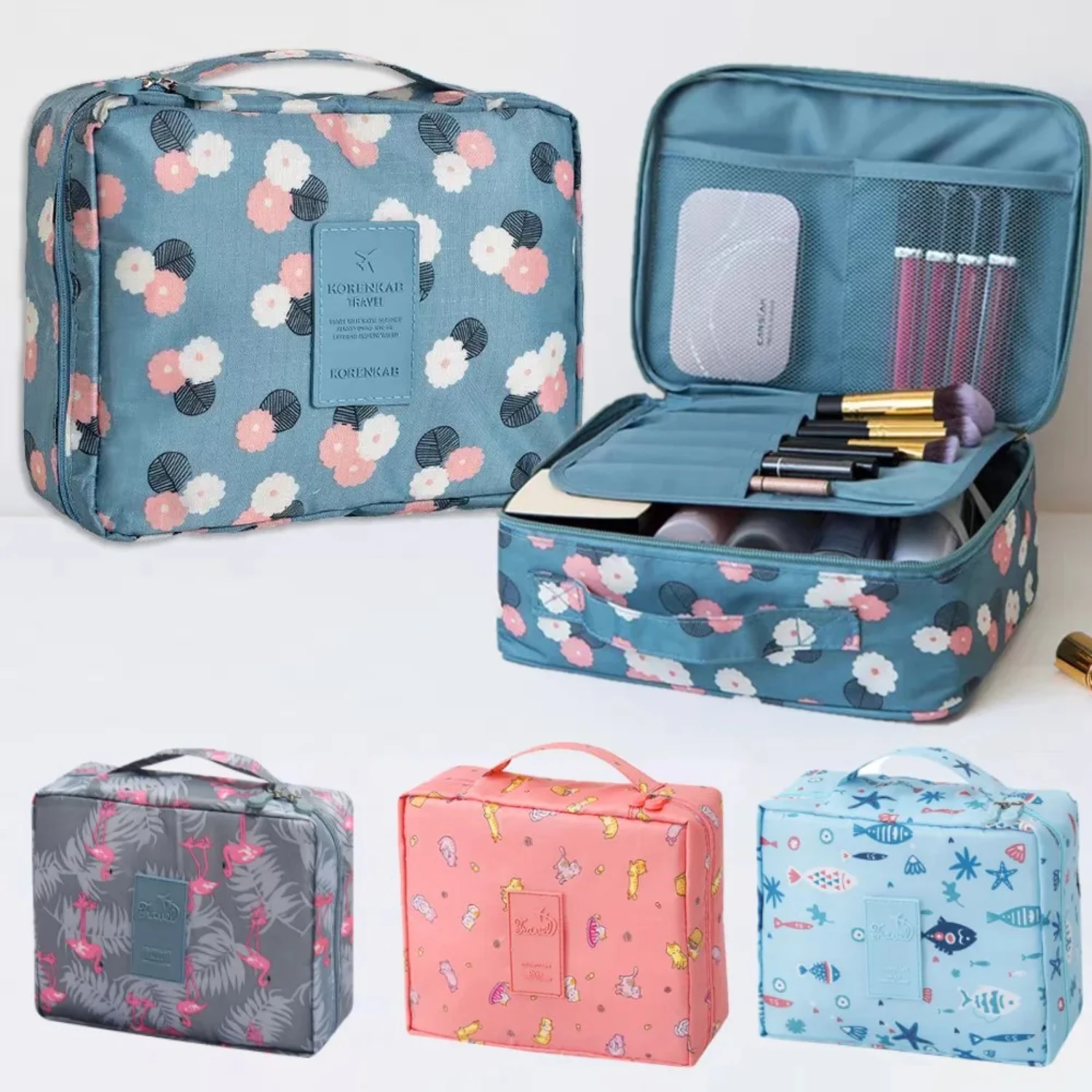 Waterproof Large Capacity Women Cosmetic Packing Cubes for Travel - Functional Makeup Organizer and Wash Bags