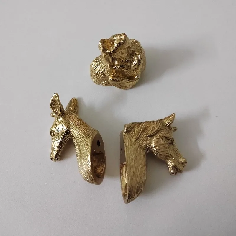 American Style Furniture Handles Animals Shape Dog Puppy Head Brass Wardrobe Cabinet Door Drawer Knobs Wardrobe Dresser Pulls