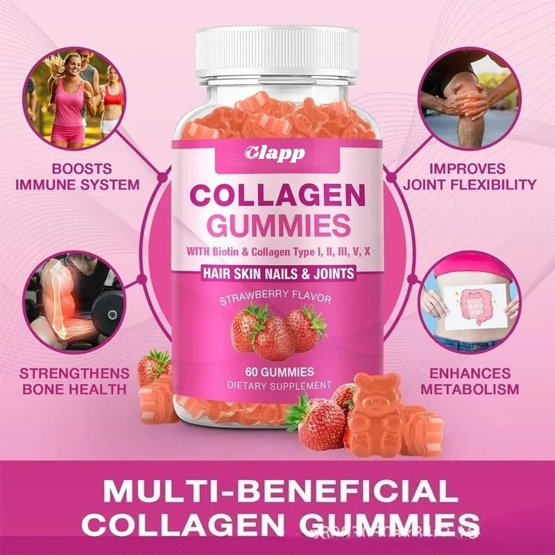 

Collagen gummies maintain skin elasticity, repair barriers, promote joint health, and improve hair quality