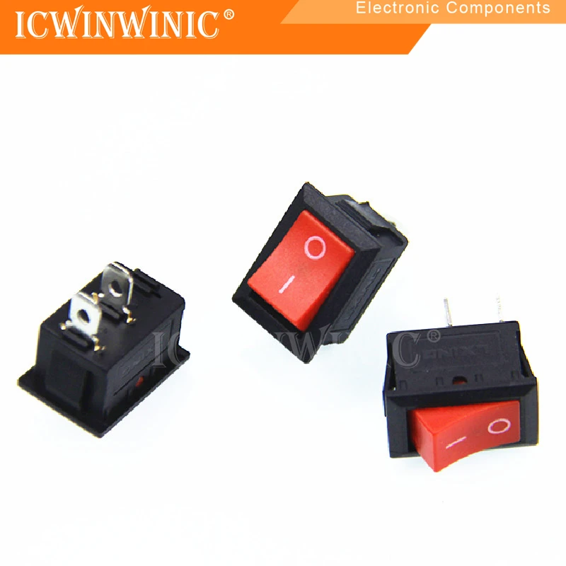 10piece 15*21mm with light 4 feet with light KCD1-104 rocker switch 6A 250V red with light