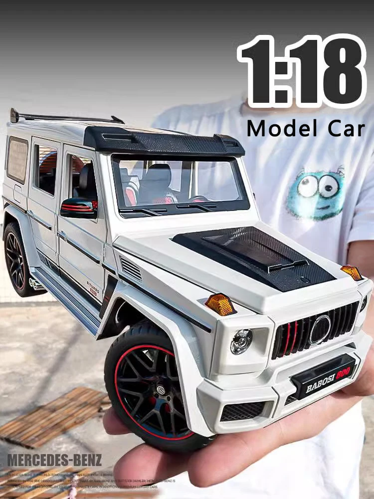 Modèle de voiture en alliage Benz G800, simulation de son et de lumière, jouet arrière nervuré, SUV tout-terrain, collection de jouets pour garçons,