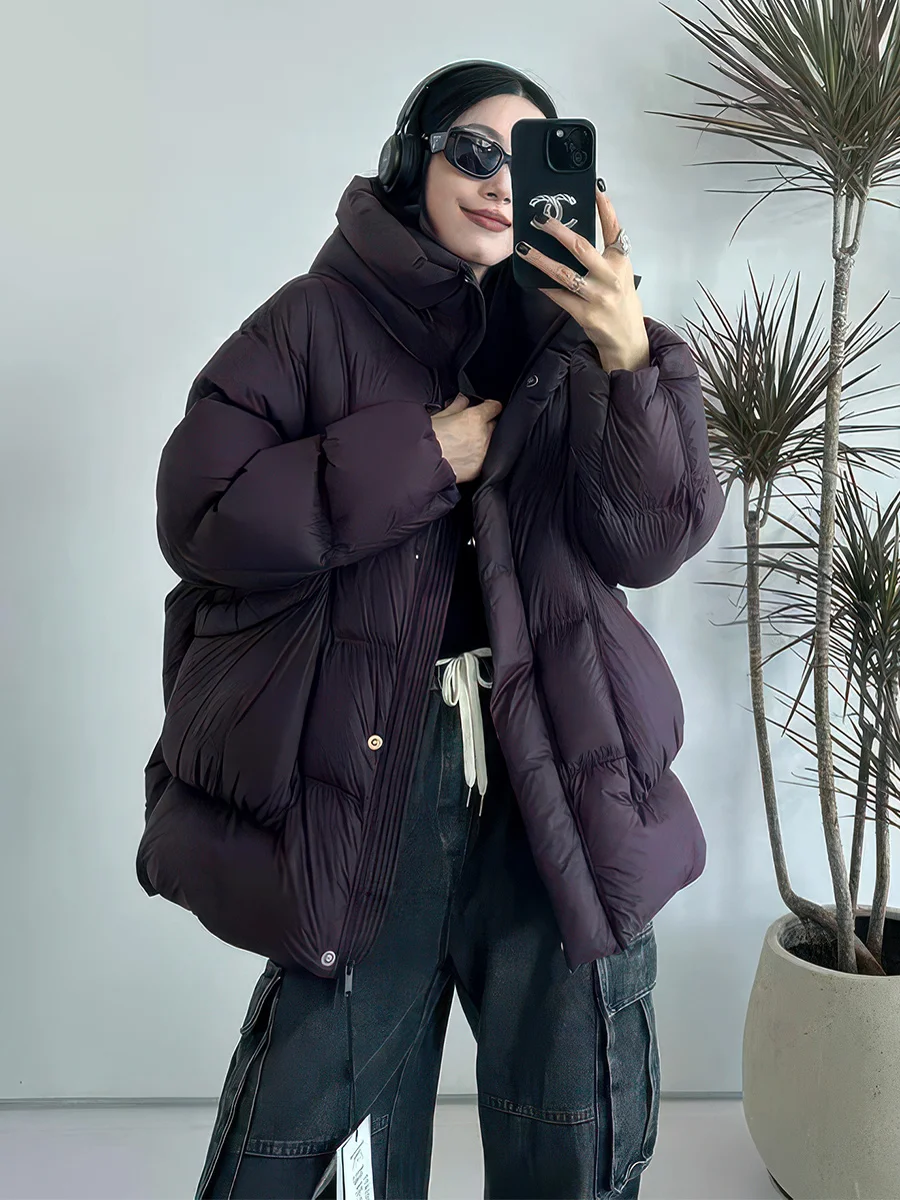 Cappotto invernale da donna Thiened White Du down Puffer Jaet con cappuccio caldo Sli Sweet Sle lunghezza regolare senza marca