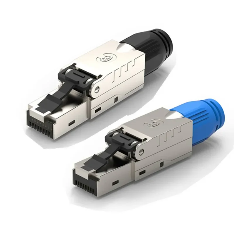 RJ45 Connector Cat 8 Ethernet Plug Field Termination Keystone Jack 40G 2000MHz Shielded Toolless Free Connection Up To PoE+ 100W