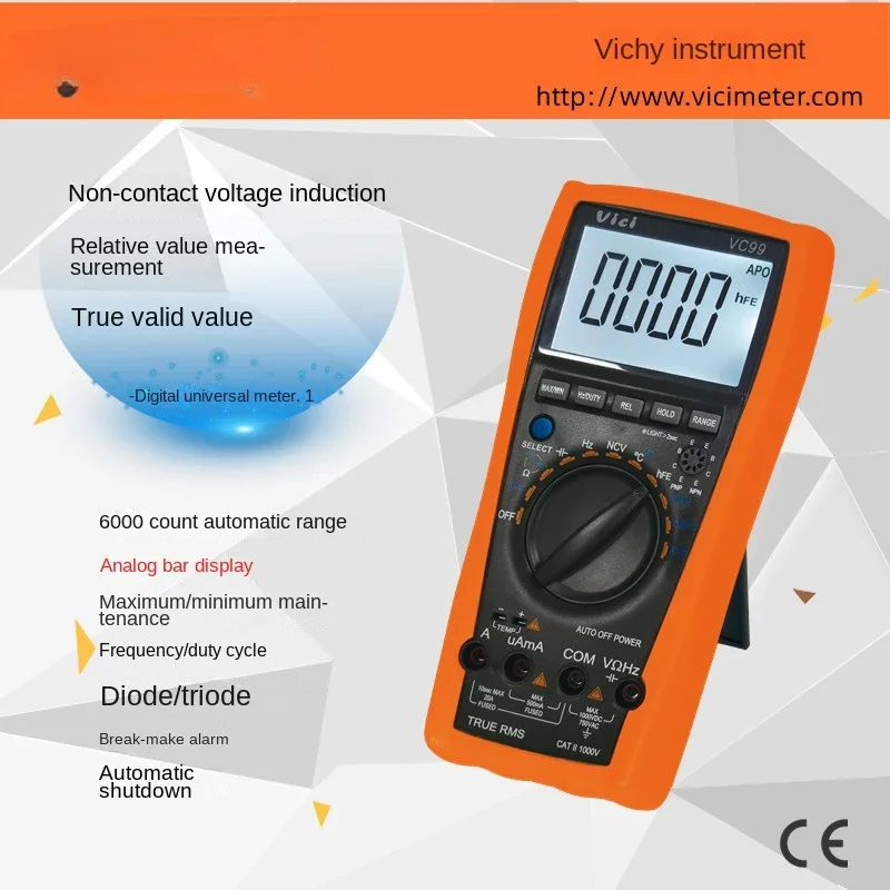 Digital Multimeter VC99 3 6/7 Voltmeter Ammeter Temperature AC DC Volt Amp OHM Capacitance Hz Test Thermocouple Analog Bar