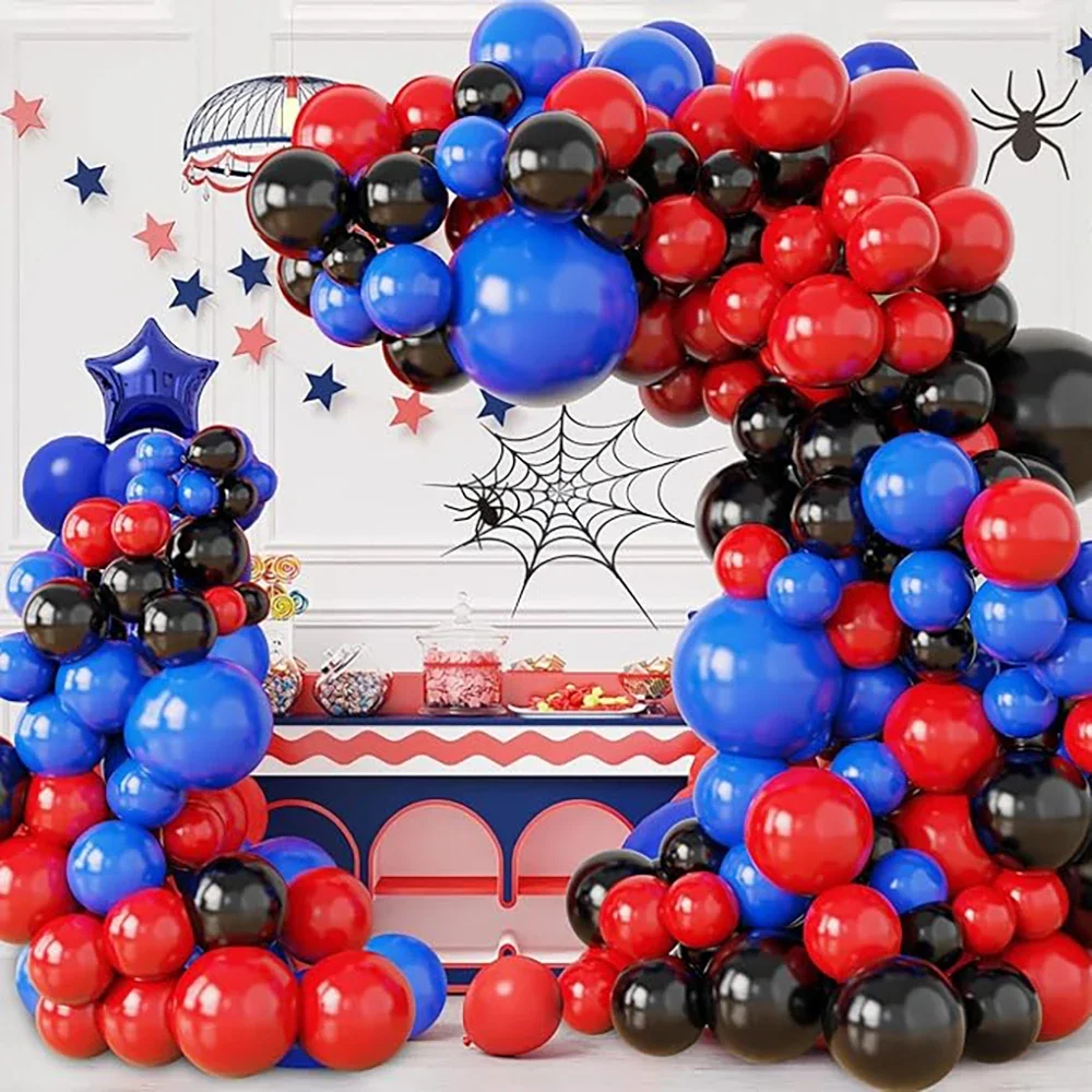 114pcs Red Black Blue Latex Balloons Garland Arch Kit for Kids Spider Hero Theme Birthday Party Decoration Spidy Globos Supplies - view 3