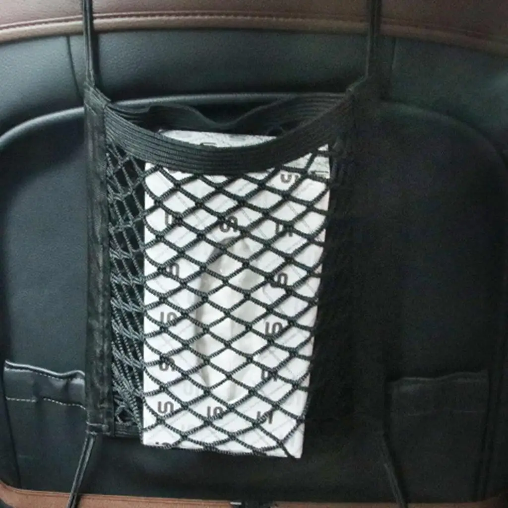 Elastic Car Storage Mesh Net with Hooks for Car Trunk Purse Bag Storage