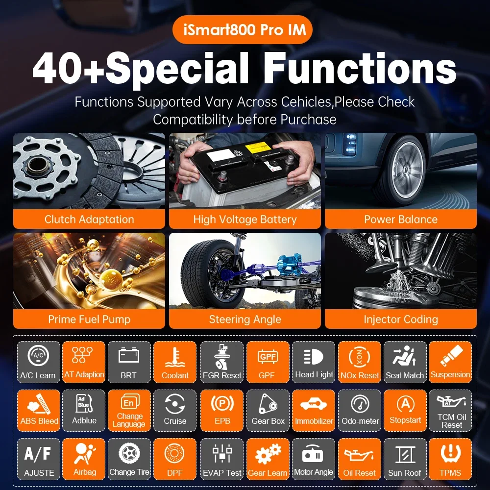 VIDENT iSmart800Pro IM Car Diagnostic Tools Bi-directionl Test ECU Coding Key Programming 42+Service Functions CANFD/DoIP