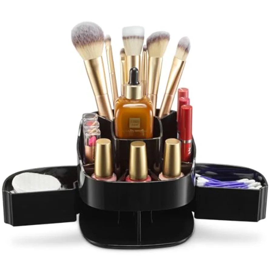 Small 360 Rotating Makeup Organizer, 5 Compartments, Small 360 Rotating Makeup Organizer, 5 Compartments, Acrylic Mini Lazy Sus