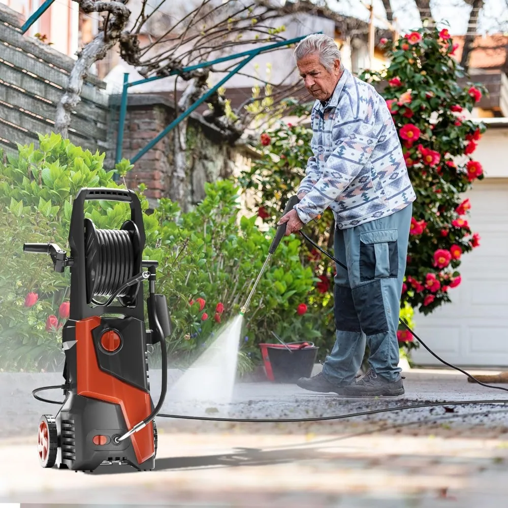 Imagem -06 - Lavadora de Pressão Elétrica 5000 Psi 3.2 Gpm Mangueira 20ft Cabo de Alimentação 18 ft Tornando-o Perfeito para Limpar Carros Piscina Pátio Laranja