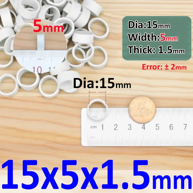 Breedte 5 mm Witte elastiekjes Hoge temperatuurbestendigheid Hoge elasticiteit Elastiek Diameter 15/50/60 mm
