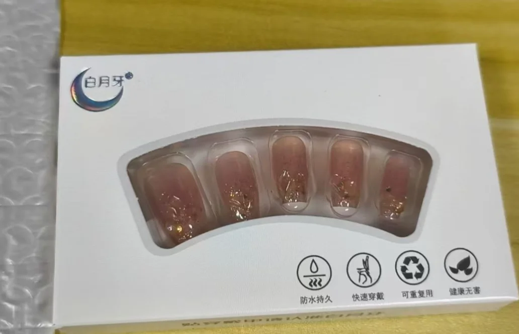 Abestyou 24pc Nails Press on Beauty Salon Nailart Decoration Swag Nail Stiletto Handmade Manicure Molds Nail Pearls Pecas falsas - Detail 1