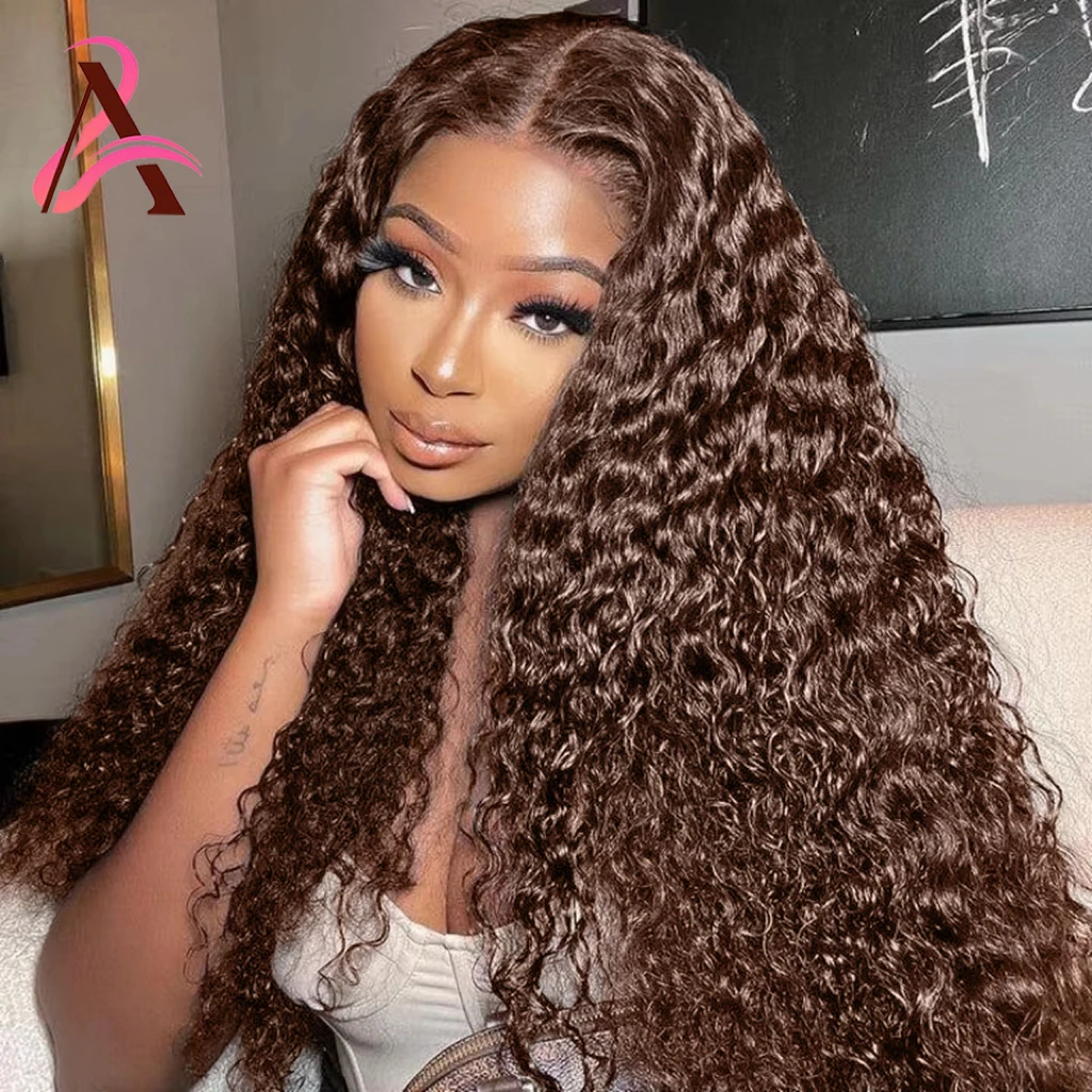 13x4 Chocolate Brown Lace Front Human Hair Wig Deep Wave Frontal Wig Colored Hd Lace Wig 13x6 Human Hair Pre Plucked Curly Wigs