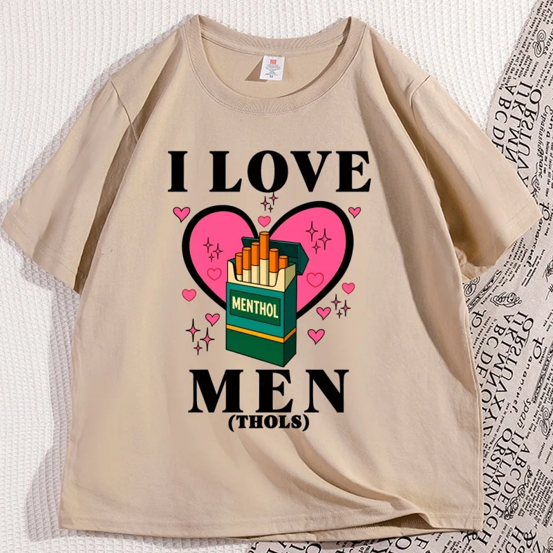 

Funny I Love Menthol T Shirt Casual Loose Round Neck Short Sleeve Tshirt Cotton Y2k Printed T-shirt Casual Comfortable Tops
