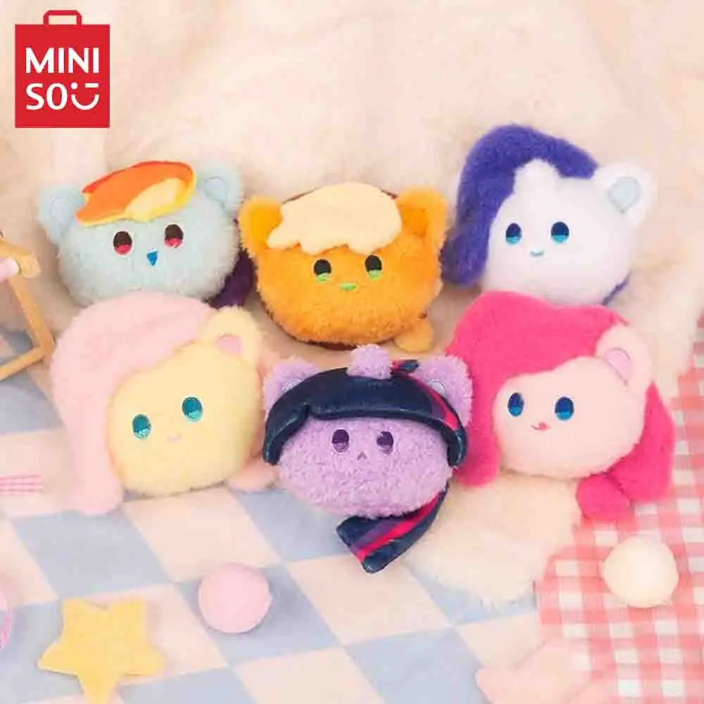 MINISO My Little Pony Anime Pinkie Pie Twilight Sparkle Fluttershy Rainbow Dash Plush Doll Toys Plushie Pendant Keychain Gift