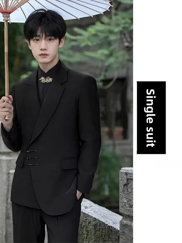 

New Chinese Sle Wedding Suit Jaet for Men Casual Western Clothes Marriage Engagement Ceremony Single Upper Apparel