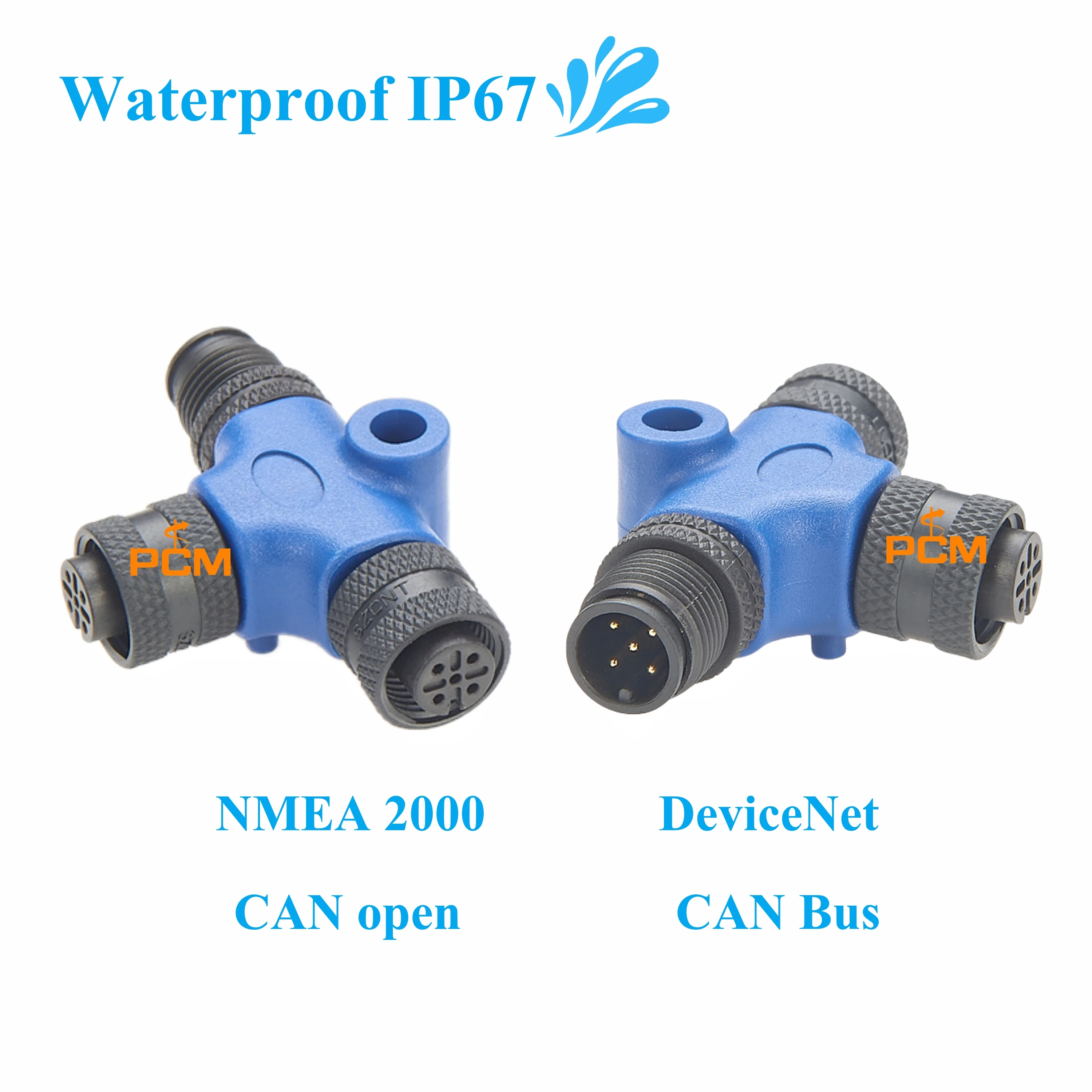 Ethernet M12 A-code 5 Pin CAN Waterproof Tee Connector Micro-C Low Los Joiner for PROFIBUS CANBus CANopen N2K Sensor Actuator