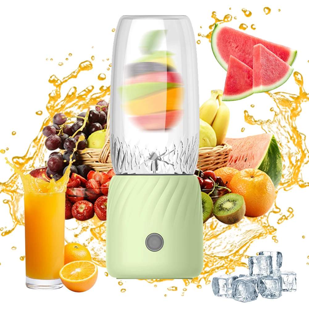 Handheld Fruit Machine Portable Blender With 1500mA Battery Motor Base 6 Stainless Steel Blades Button Portable Juicer Blender