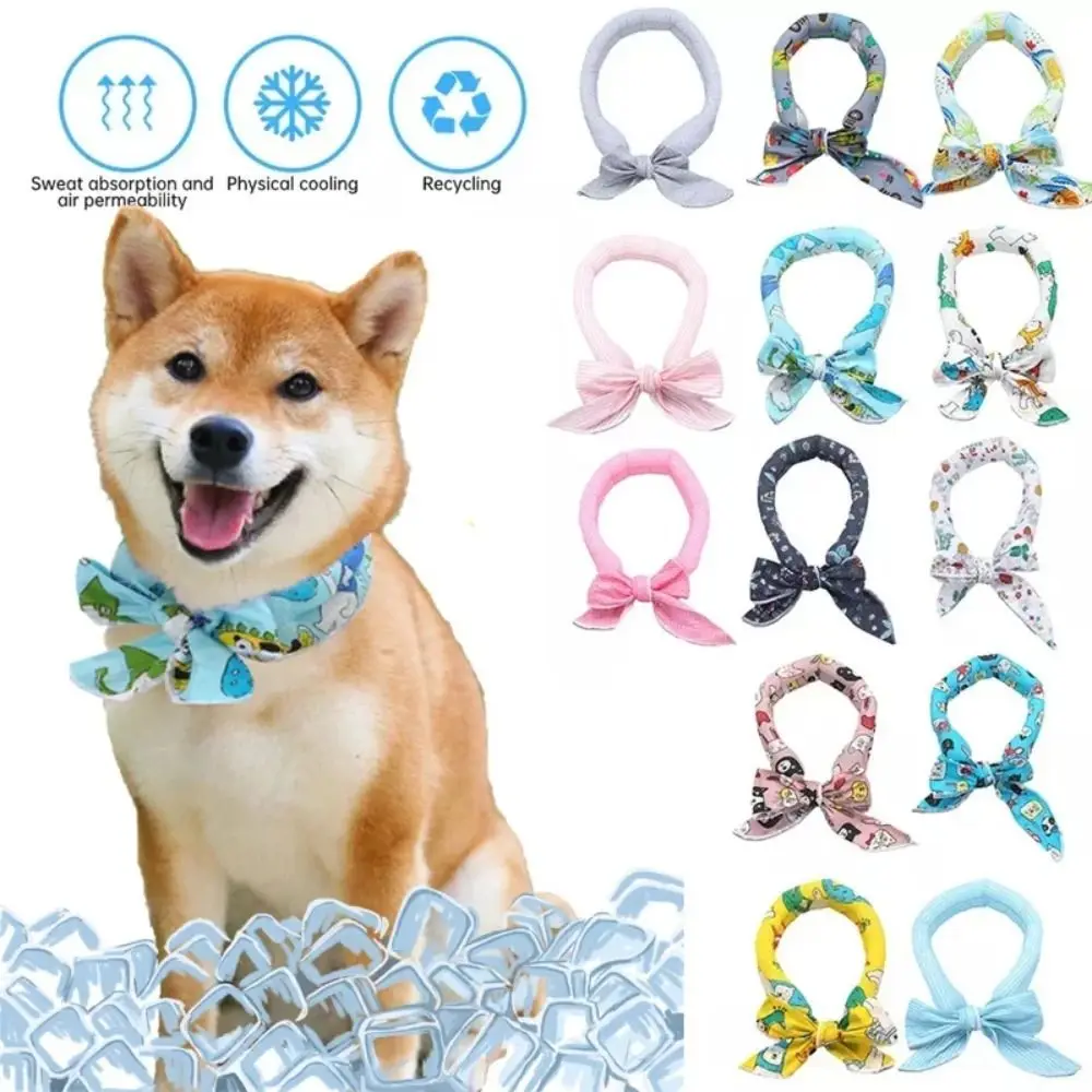 Cute Reusable Ice Towel Adjustable Fast Cooling Cat Collar Dog Cooling Bandana Summer Cat Cooling Ice Scarf Bib Pet Supplies