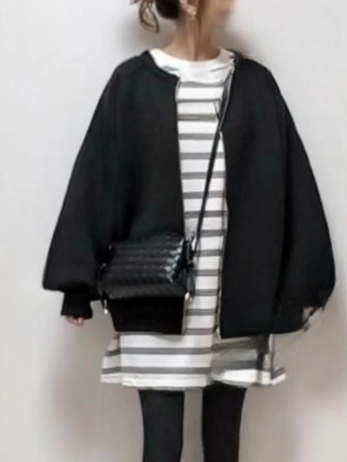 

Double-Sided Wear Black round Neck Zipper Hoodie Casual Style Long Sleeve Women's Top Fashionable Korean Hong Kong Style Autu...