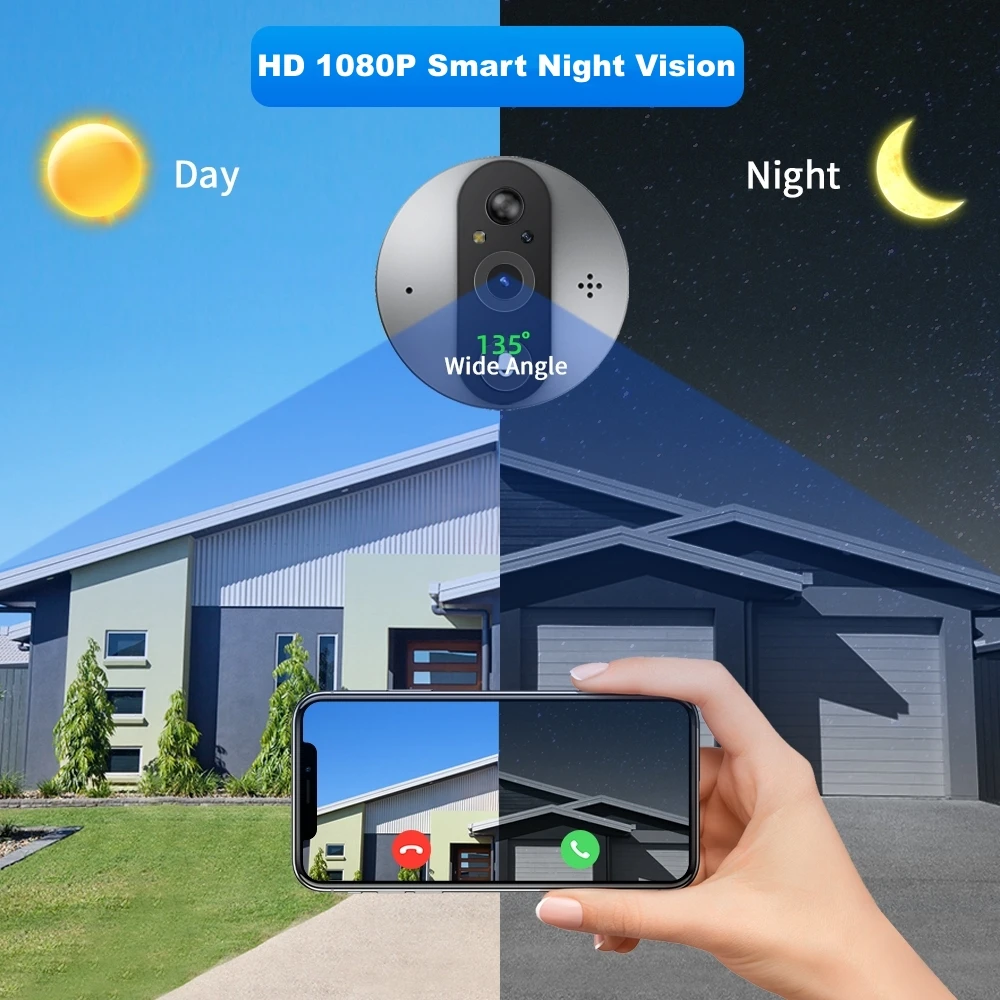 New Tuya Smart Home WIFI Digital Door Peepholes Viewer 4.3 Inch HD 1080P Outdoor Wireless Doorbell WIFI Camera Digital Magic Eye