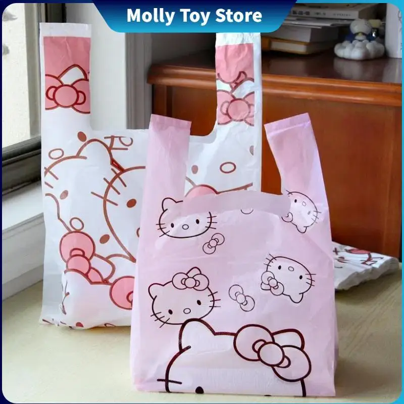 50pcs Sanrio Plastic Shopping Bag Hellokitty Cinnamoroll Kuromi Portable Cartoon Cute Garbage Bag Home Vest Bag Plastic Bag