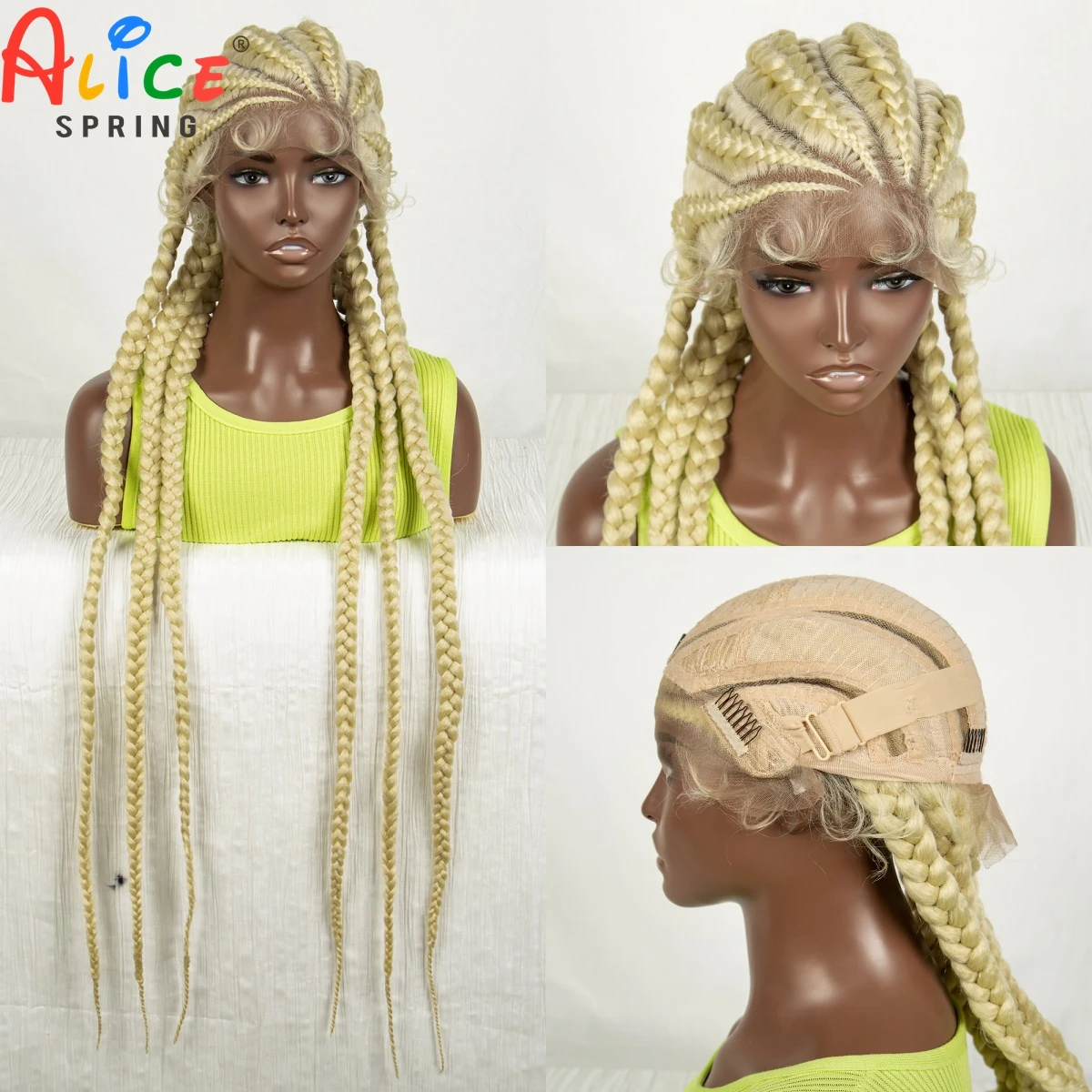 613 Blonde Hand-Braided Wigs Synthetic Lace Front Kontless Box Braided Wigs with Baby Hair for Women Twrist Lace Braids Wigs