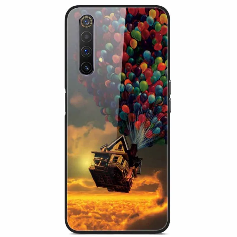 For Realme X3 Superzoom Case Tempered Glass Starry Marble Hard Back Cover for OPPO Realme X3 Superzoom Cases Protective Lion