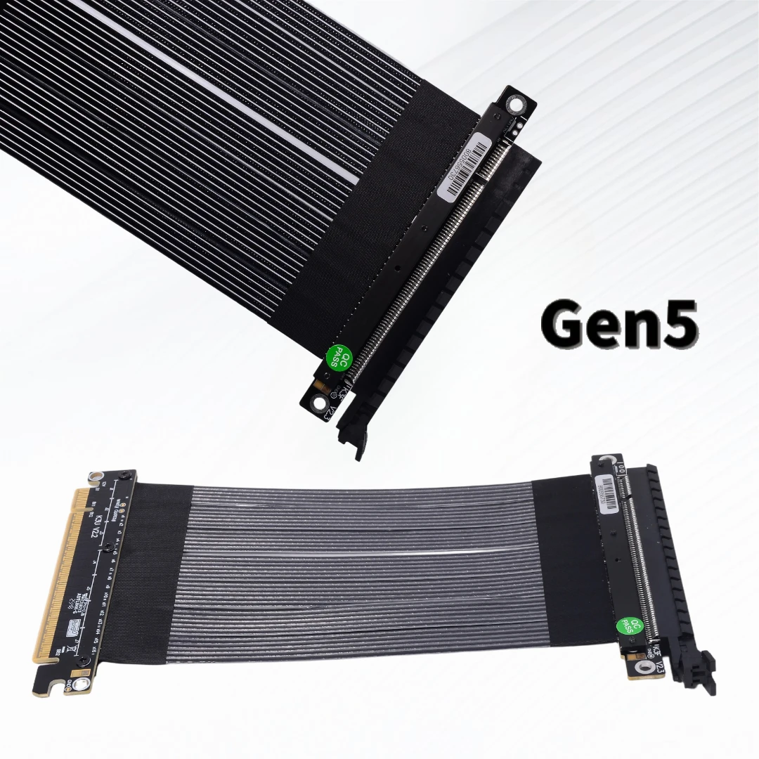 Extreme Gen5 PCIE 5.0 X16 Riser Cable with PCIe 5.0/4.0 GPUs, RTX5090(Ti) RX9070(XT) GPU Test, 90/180Degree Right Angle, 512Gbps
