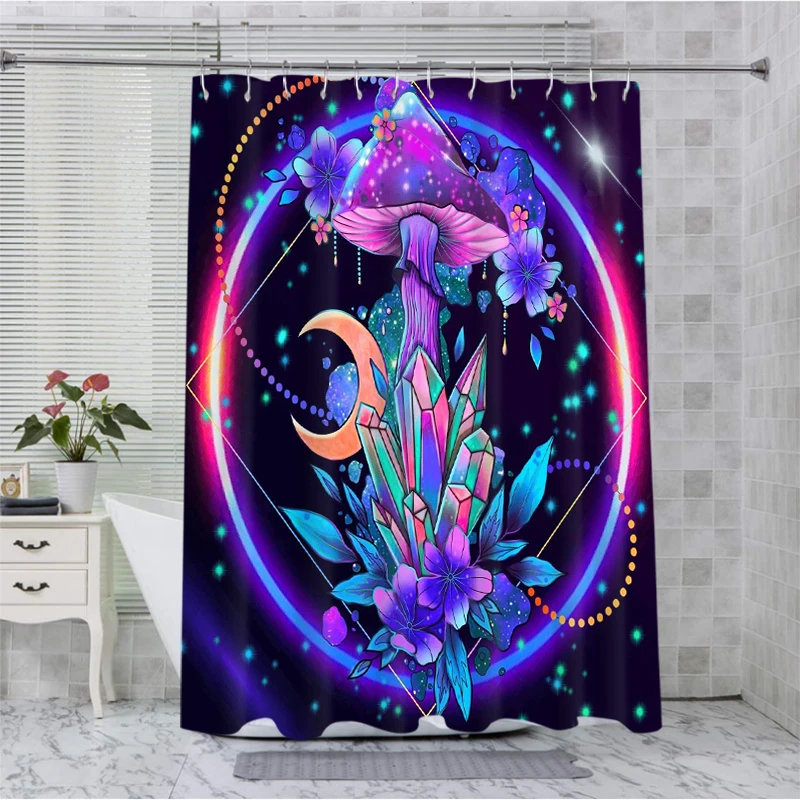 Psychedelic Shower Curtain Horrible Witch Bath Sets Waterproof Non-Slip Bathroom Rug Toilet U  With 12 Hooks Home Deco